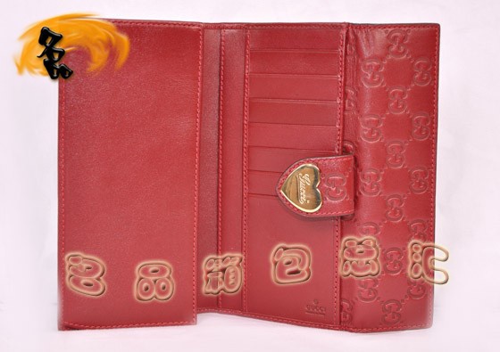 203550 GUCCI新款牛皮壓花女包 GUCCI錢(qián)包 GUCCI女士長(zhǎng)款錢(qián)夾 紅色