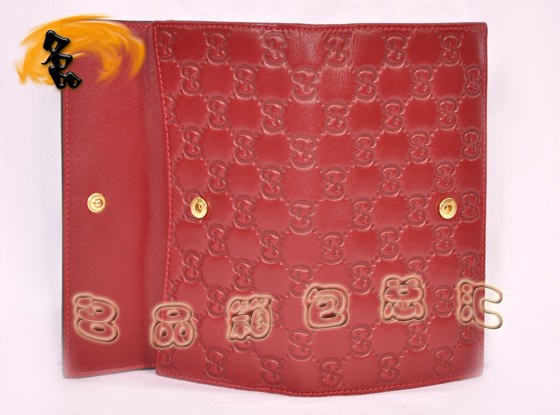 203550 GUCCI新款牛皮壓花女包 GUCCI錢(qián)包 GUCCI女士長(zhǎng)款錢(qián)夾 紅色