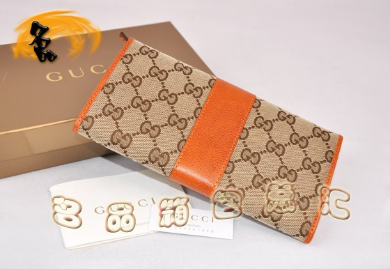 233028 古奇新款女士長(zhǎng)款錢(qián)包 GUCCI 雙G花布錢(qián)包 GUCCI帆布包 杏配橙色