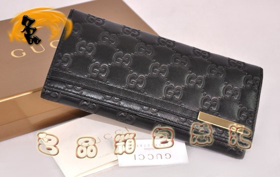 233112 專(zhuān)柜品質(zhì) GUCCI牛皮壓花錢(qián)包 GUCCI長(zhǎng)款錢(qián)包 古奇男包 黑色