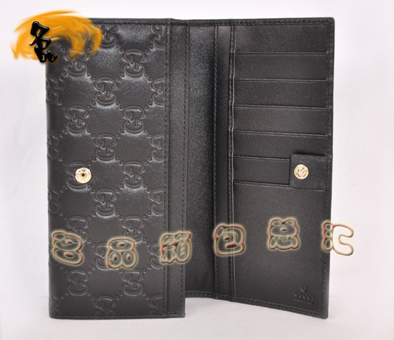 233112 專(zhuān)柜品質(zhì) GUCCI牛皮壓花錢(qián)包 GUCCI長(zhǎng)款錢(qián)包 古奇男包 黑色