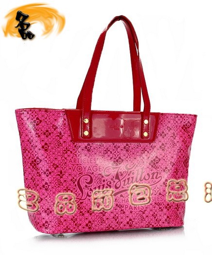 M93160 LV最新款沙灘包 LV亮皮女包 LV單肩包 LV女包 村上隆設計 桃紅色