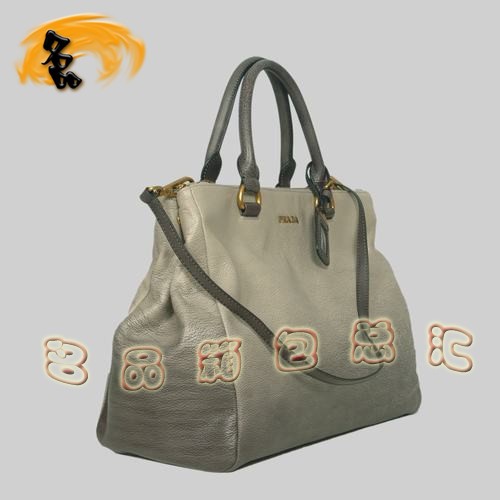 8587 Prada最新款時尚休閑女包 普拉達經典手提包 Prada斜挎包 黑配灰色