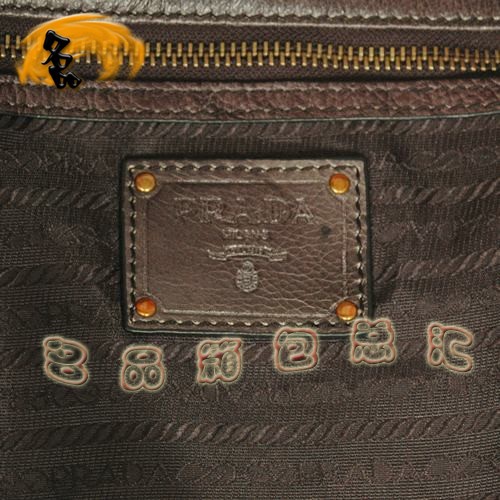 8589 Prada最新款時尚休閑女包 普拉達經典手提包 Prada斜挎包 黑配灰色