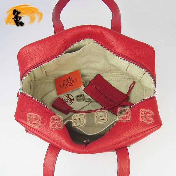 H2802 Hermes進(jìn)口牛皮荔枝紋女包 Hermes單肩包 愛馬仕手提包 配有絲巾 紅色