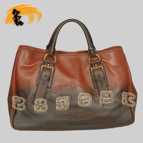 8602 Prada熱銷1:1品質女包 普拉達高檔牛皮手提包 Prada斜挎包 黑配啡色