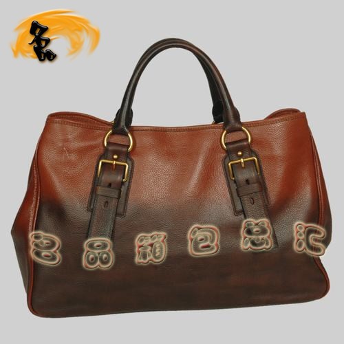 8602 Prada熱銷1:1品質女包 普拉達高檔牛皮手提包 Prada斜挎包 黑配啡色