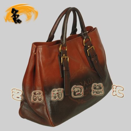 8602 Prada熱銷1:1品質女包 普拉達高檔牛皮手提包 Prada斜挎包 黑配啡色