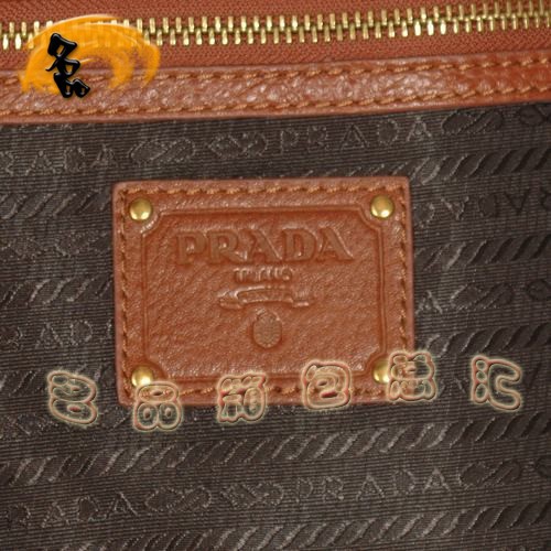 8602 Prada熱銷1:1品質女包 普拉達高檔牛皮手提包 Prada斜挎包 黑配啡色
