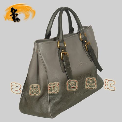 8602 Prada熱銷1:1品質女包 普拉達高檔牛皮手提包 Prada斜挎包 黑配灰色
