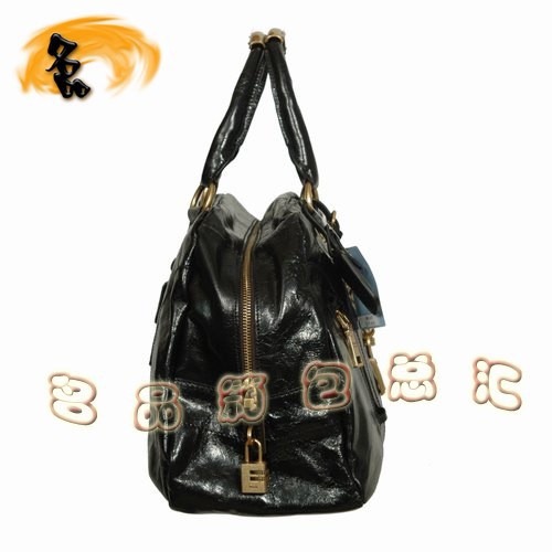 081117 Prada高檔女包 普拉達(dá)經(jīng)典時尚全皮手提包 Prada肩包 黑色