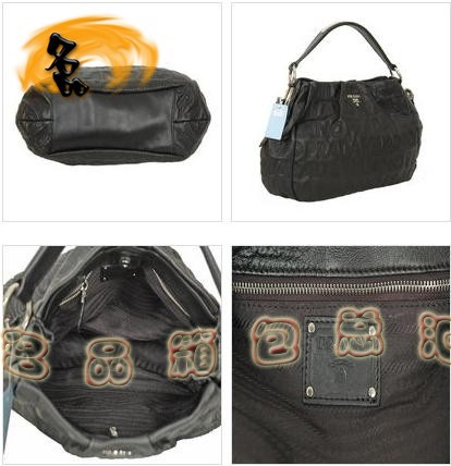 868368A Prada最新款女包 普拉達(dá)經(jīng)典字母時(shí)尚休閑單肩包 Prada手挽包 黑色