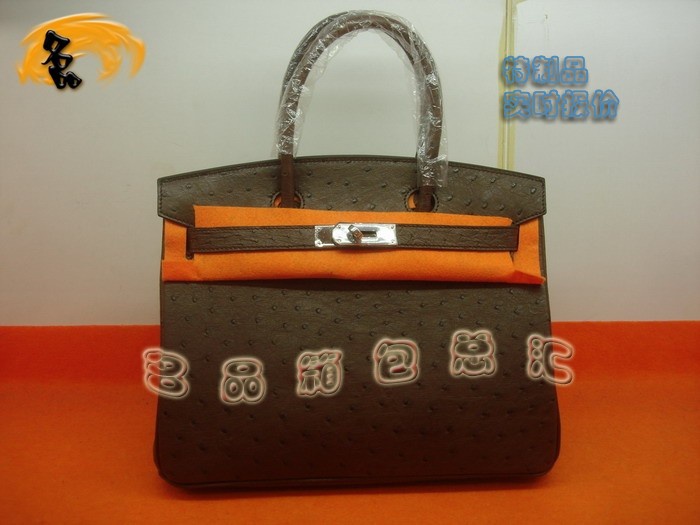 07276 真鴕鳥皮手提包 Hermes Birkin 鉑金包 Hermes 女包 啡色 專業訂制品 實時報價