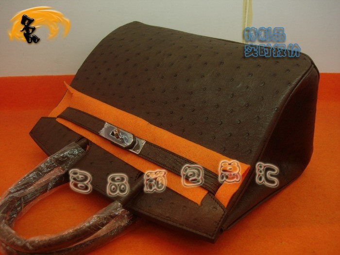 07276 真鴕鳥皮手提包 Hermes Birkin 鉑金包 Hermes 女包 啡色 專業訂制品 實時報價