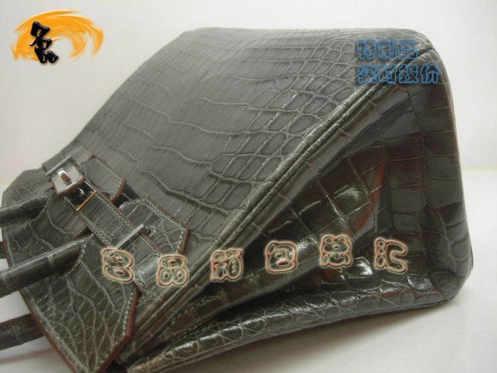 05600 Hermes Birkin 鉑金包 Hermes 女包 真鱷魚皮 深灰色 手提包 訂制品 實時報價