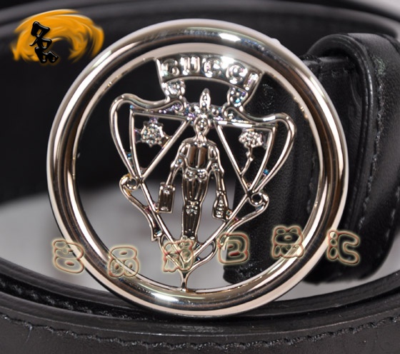 181194 正品品質 Gucci進口高檔牛皮雙G壓花男士皮帶 Gucci皮帶 Gucci腰帶