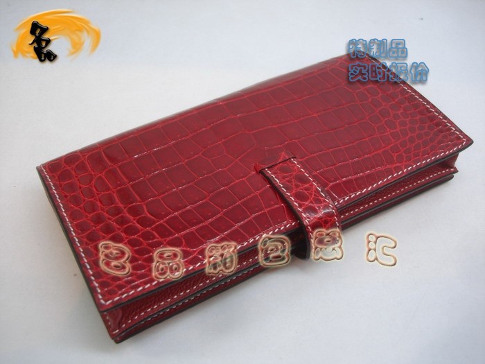 04618 Hermes最新款 Hermes真鱷魚(yú)皮 時(shí)尚女士錢(qián)夾 愛(ài)馬仕長(zhǎng)款錢(qián)包 紅色 實(shí)時(shí)報(bào)價(jià)