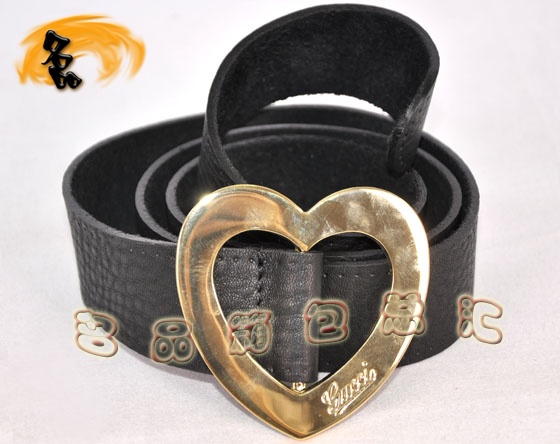 211551 Gucci皮帶 Gucci最新款牛皮配金色心形五金 時尚男士皮帶 Gucci腰帶
