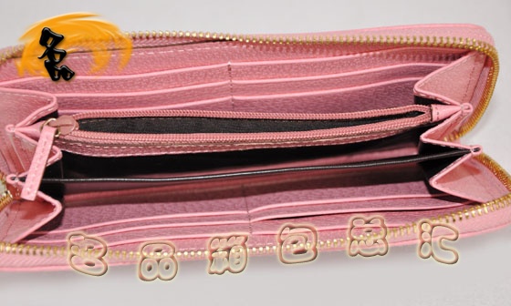 112724 Gucci最新款 古奇雙G花布時尚女士長款錢包 Gucci女包 杏配粉紅色