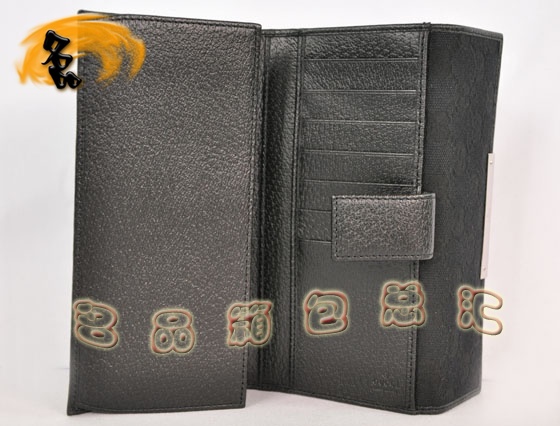 112715 Gucci經典雙G花布女士錢夾 Gucci長款錢包 Gucci女包 錢包 黑色