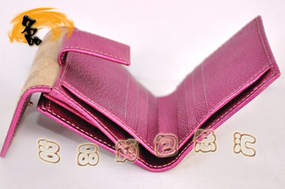 112716 Gucci經(jīng)典雙G花布時(shí)尚女士錢夾 Gucci短款錢包 Gucci女包 杏配桃紅色