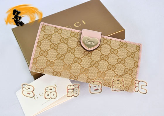 203550 一比一品質(zhì) Gucci錢(qián)包 Gucci經(jīng)典雙G帆布女包 Gucci長(zhǎng)款錢(qián)夾 杏配粉紅色