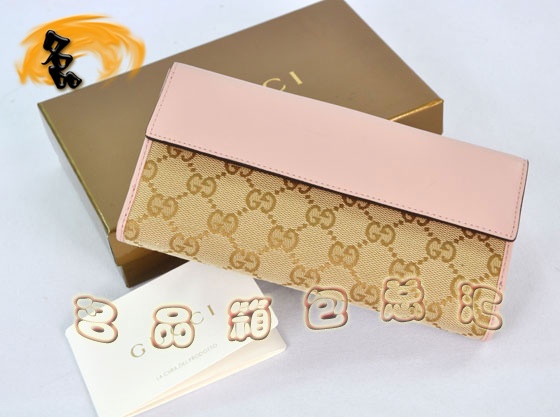 203550 一比一品質(zhì) Gucci錢(qián)包 Gucci經(jīng)典雙G帆布女包 Gucci長(zhǎng)款錢(qián)夾 杏配粉紅色