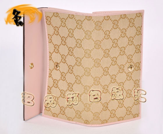 203550 一比一品質(zhì) Gucci錢(qián)包 Gucci經(jīng)典雙G帆布女包 Gucci長(zhǎng)款錢(qián)夾 杏配粉紅色
