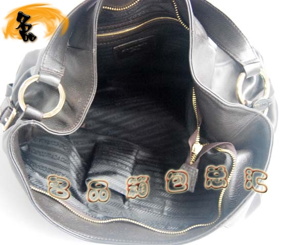 69526 Prada最新款 普拉達時尚女士單肩包 Prada進口牛皮女包 骷髏裝飾 深啡色