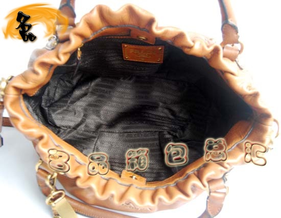 80066 正品品質 Prada最新款 進口牛皮時尚女包 Prada斜挎包 Prada手提包 淺啡色