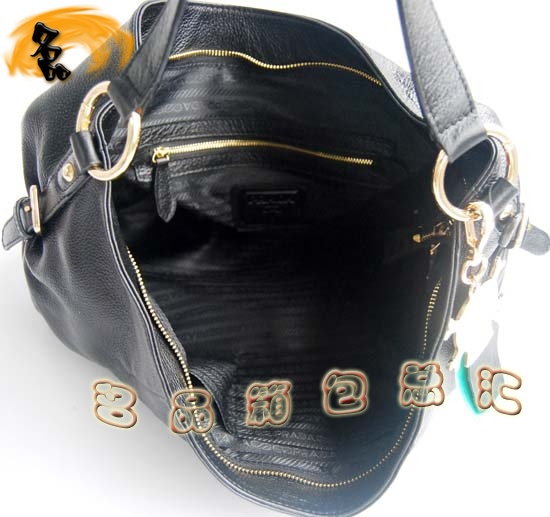 69526 Prada最新款 普拉達時尚女士單肩包 Prada進口牛皮女包 骷髏裝飾 黑色