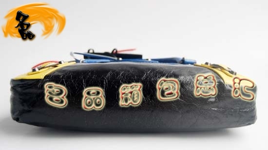 084331 巴黎世家女包 新款拼色頭層牛皮女士機車包 Balenciaga手提包 單肩包 黑色