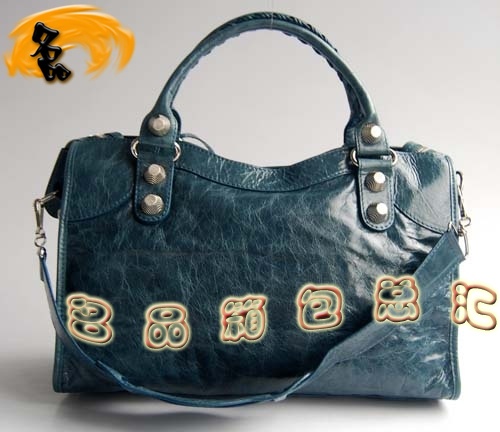 084332A 一比一品質 經典款機車包 巴黎世家單肩包 Balenciaga手提包 女包 寶藍色