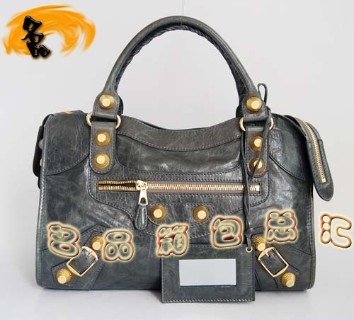 084332B 巴黎世家機車包 巴黎世家進口牛皮單肩包 Balenciaga手提包 女包 銀灰色