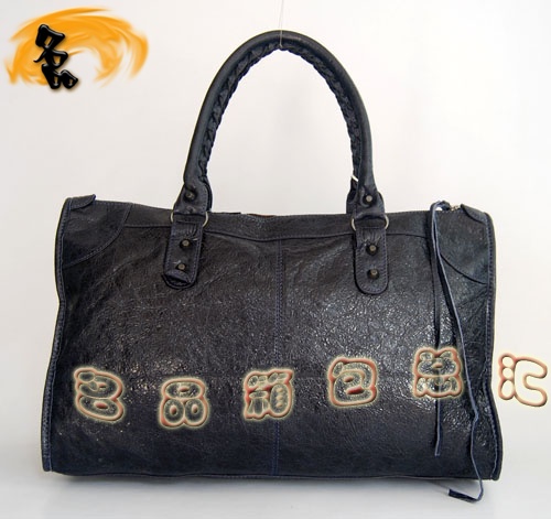 084324 Balenciaga單肩包 Balenciaga羊皮女包 機車包 巴黎世家手提包 海軍藍