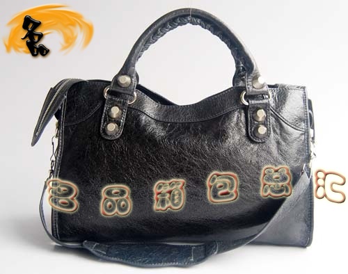 084332A Balenciaga機(jī)車包 單肩包 巴黎世家手提包 進(jìn)口羊皮大銀釘時(shí)尚女包 深灰色