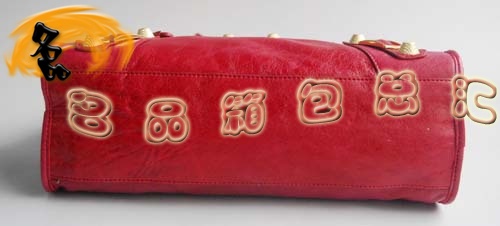 084332B Balenciaga機(jī)車包 單肩包 巴黎世家手提包 進(jìn)口羊皮大金釘時(shí)尚女包 紅色