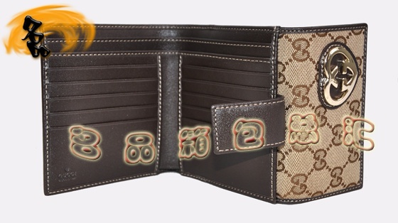 245727 Gucci經(jīng)典雙G花布錢包 Gucci女士錢夾 Gucci錢包 古奇卡包 杏配啡色