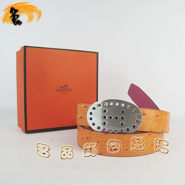 359 最新款?lèi)?ài)馬仕皮帶 Hermes皮帶 Hermes腰帶 鴕鳥(niǎo)紋桃紅配橙 銀扣3cm