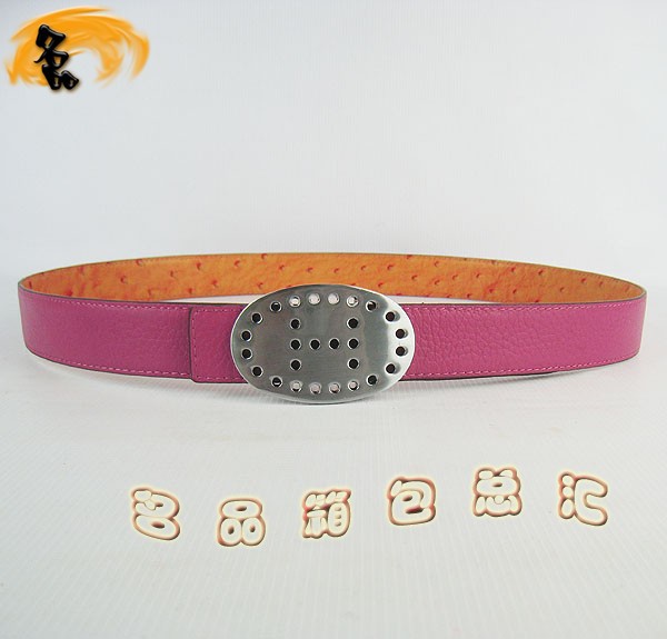 359 最新款?lèi)?ài)馬仕皮帶 Hermes皮帶 Hermes腰帶 鴕鳥(niǎo)紋桃紅配橙 銀扣3cm