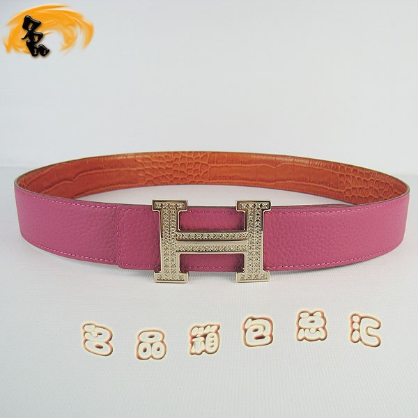 450 最新款 愛(ài)馬仕女款皮帶 Hermes皮帶 Hermes腰帶 鱷魚橙配桃紅 金扣(帶鉆)3.8cm