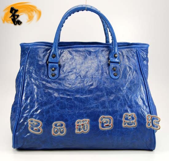 08471 Balenciaga女包 進口羊皮時尚休閑女包 手提包 巴黎世家手提包 藍色