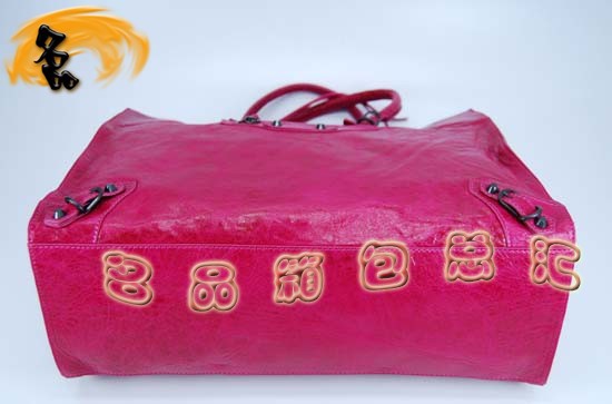 08472 Balenciaga機車包 單肩包 進口羊皮時尚休閑女包 巴黎世家手提包 桃紅色