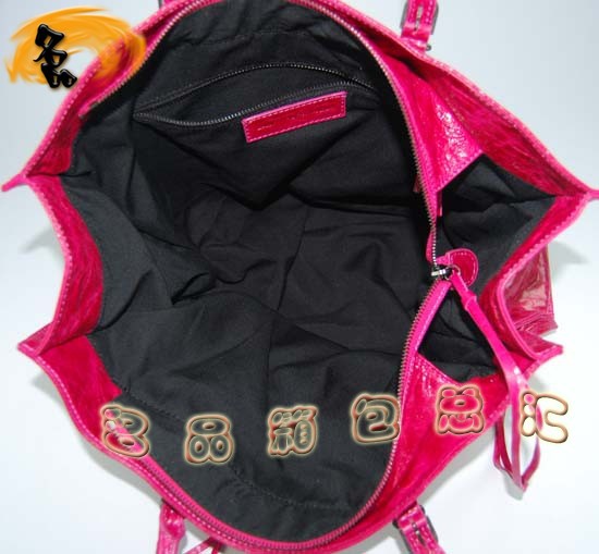 08472 Balenciaga機車包 單肩包 進口羊皮時尚休閑女包 巴黎世家手提包 桃紅色