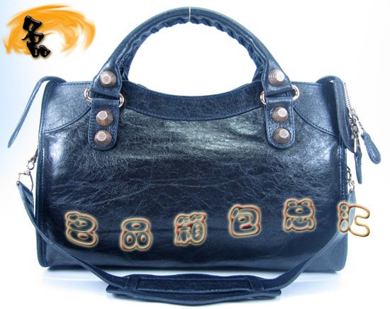 084332B Balenciaga女包 巴黎世家手提包 單肩包 進口羊皮時尚休閑女包 海軍藍色