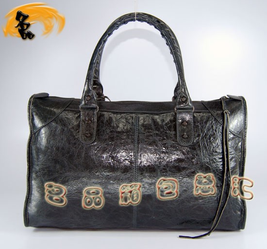 084324 Balenciaga機(jī)車包 單肩包 進(jìn)口羊皮時(shí)尚休閑女包 巴黎世家手提包 深灰色