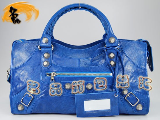 084328A Balenciaga女包 手提包 巴黎世家手提包 進口羊皮時尚休閑女包 藍色