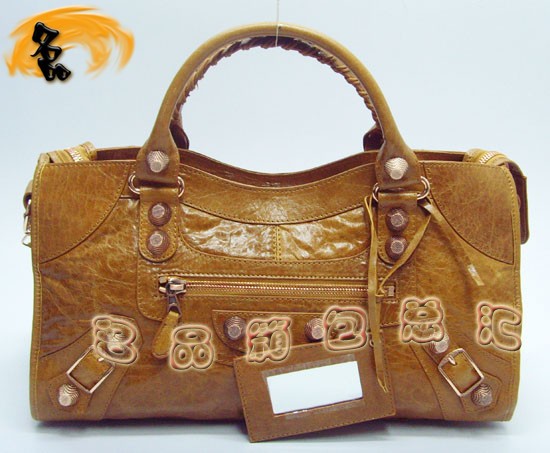 084328B Balenciaga女包 手提包 巴黎世家單肩包 進口羊皮時尚休閑女包 駝色