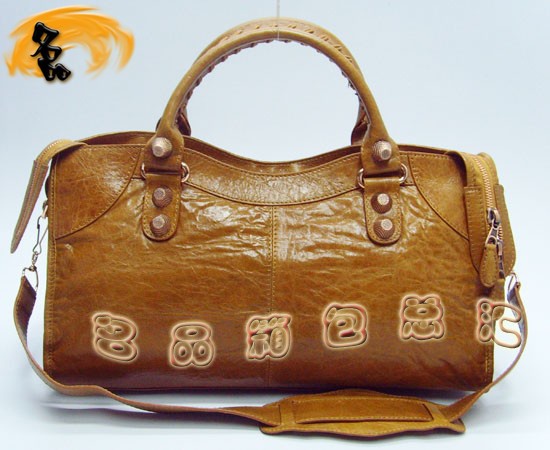 084328B Balenciaga女包 手提包 巴黎世家單肩包 進口羊皮時尚休閑女包 駝色