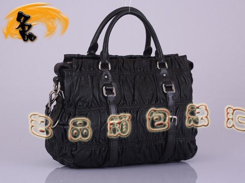 BN1336 普拉達最新款 羊皮褶皺女士休閑包 Prada手提包 Prada斜挎包 啡色